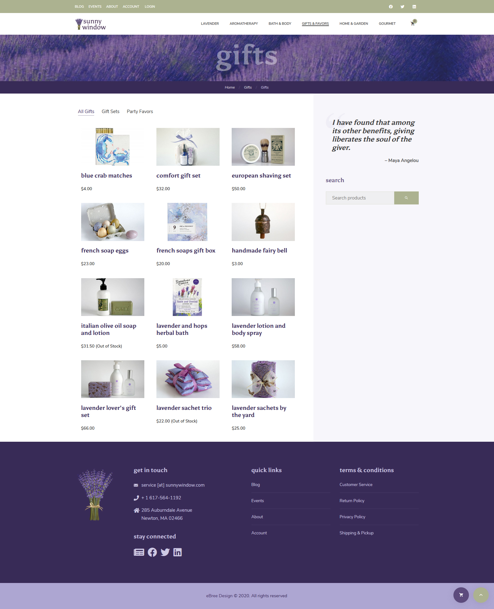 Product category page - www.sunnywindow.com &copy; by eBree Web Design